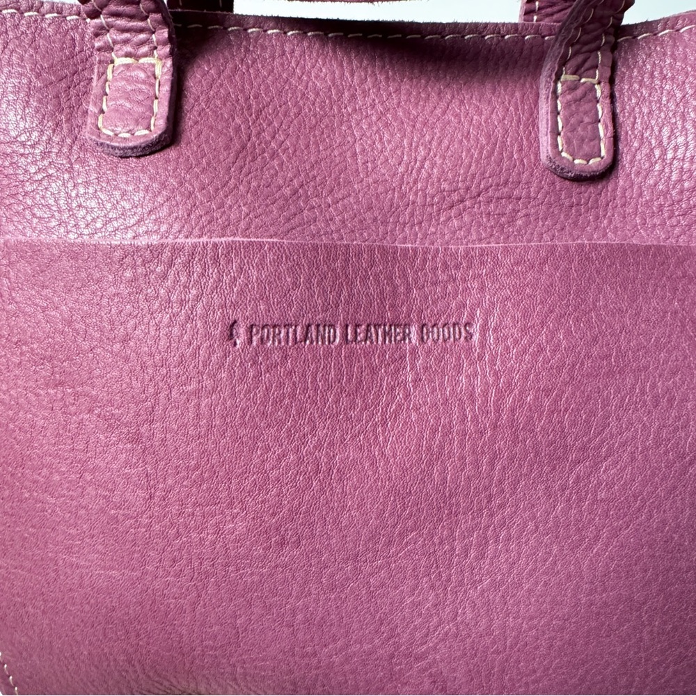 Portland Leather Goods Purple Mulberry Zipper Leather Mini Tote Crossbody Bag - Picture 7 of 8